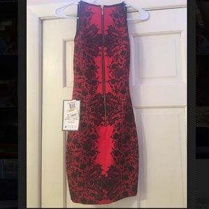 Black and red patterned formal dress